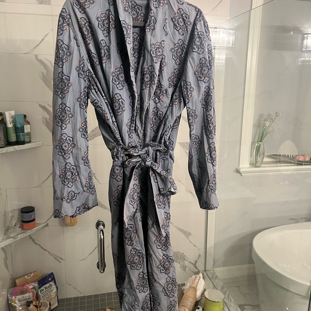 Vintage men’s 1950s cotton house robe smoking style size small ST MORITZ